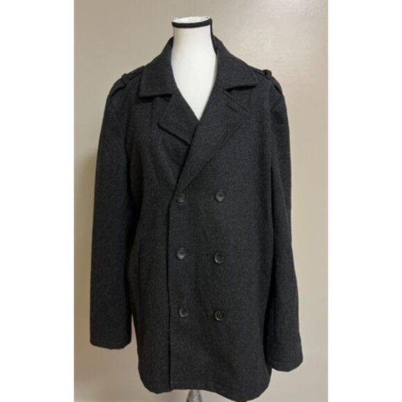 Express charcoal colored double-breasted wool blend coat. Size L(M)/XL(W)